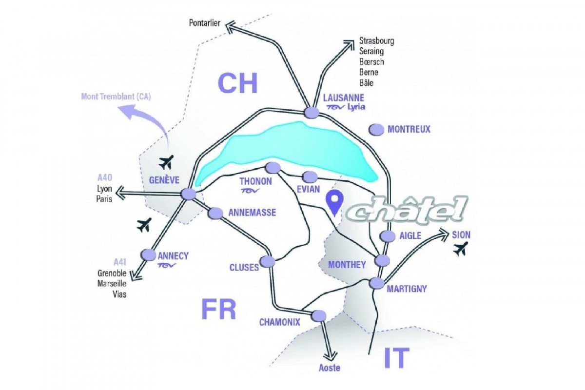 Plan d'accès à la station de Châtel