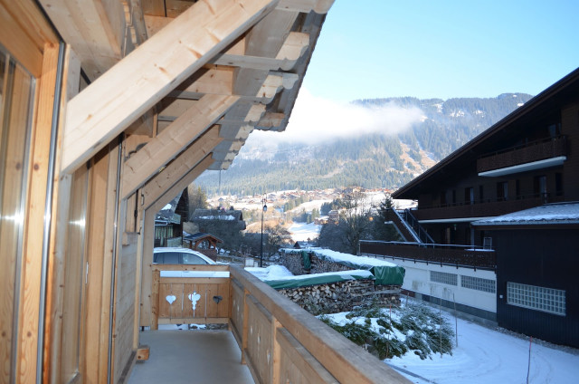 Chalet Le Ramoneur Savoyard, Vue du balcon, Châtel Matériel de ski