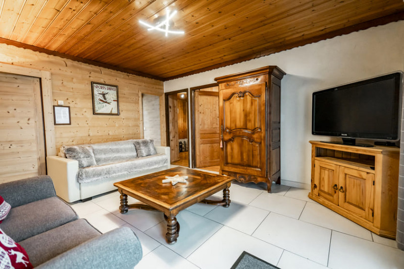 Apartment in chalet les Boudimes, Living room, Chatel Ski equipment rental