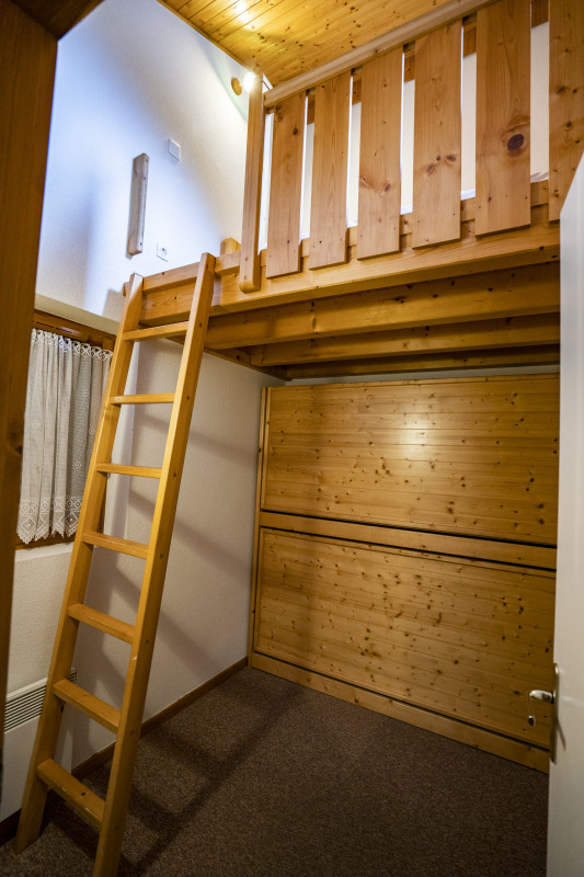 Apartment Forsythia, Bedroom with 2 fold-down beds and mezzanine with single bed, Châtel Wood 74