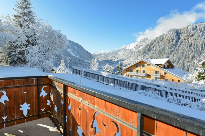 Appartement n°5 dans chalet l'EPICEA, Vue depuis le balcon, Châtel Vacances au Ski