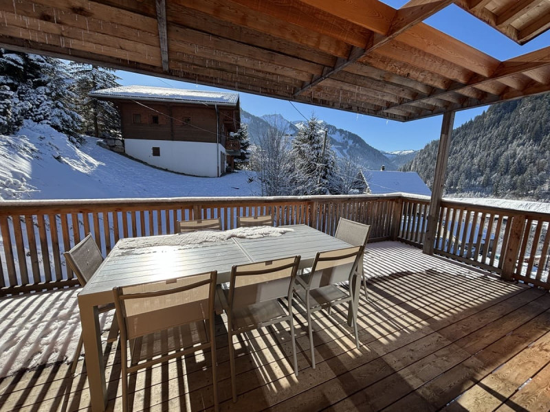 Chalet des Freinets, Terrasse sous la neige, Châtel 74