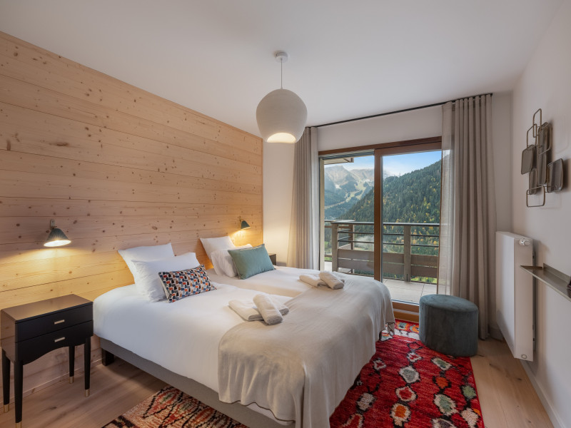 Résidence Le Theleme, Appartement 102, chambre deux lits simples, Châtel Les Portes du Soleil